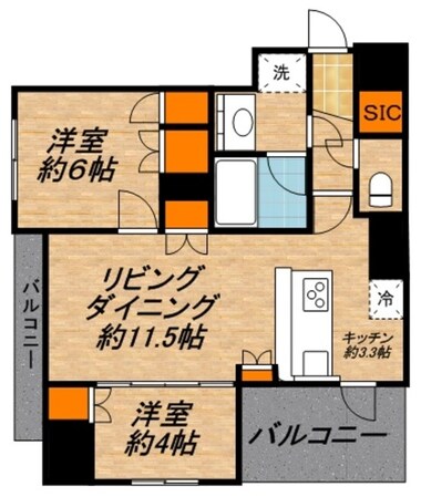 ザ・パークハウス築地入船の物件間取画像